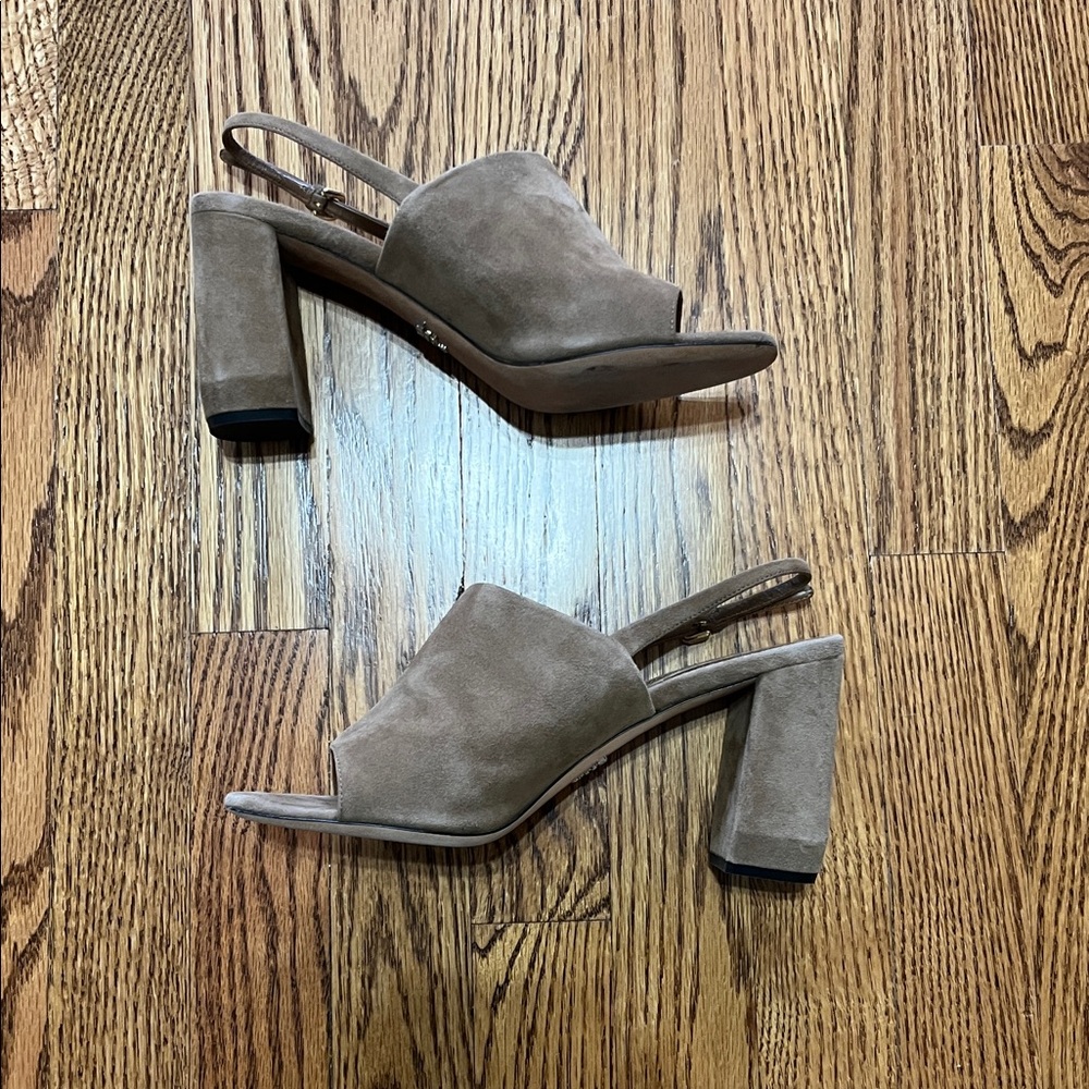 Prada Shield Suede Calzature Donna Camoscio Slingback Heels - Picture 7 of 9